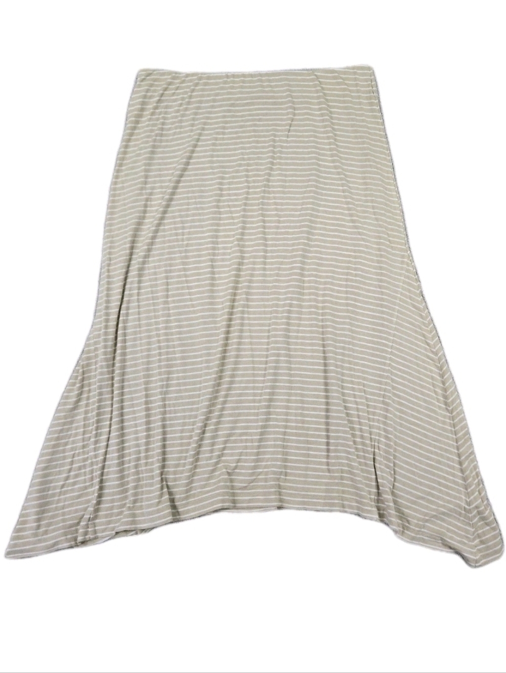 J. Jill Striped Midi Skirt Tan White Stripe Asymmetric Elastic Waist Summer